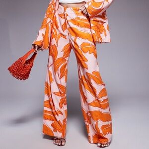 Orange Floral Women's Pants